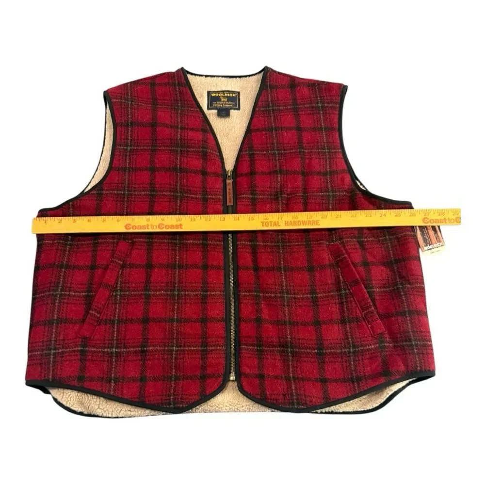 Woolrich NWT Men’s Wool Blend Red Checkered Vest Size XL